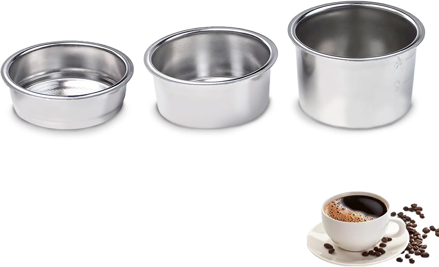 51mm Coffee Filter Basket, Stainless Steel Coffee Filter Reusable Coffee Machine Filter Accessory, Single/Double/Four Cup Single Wall Coffee Pressurized Porous Filter