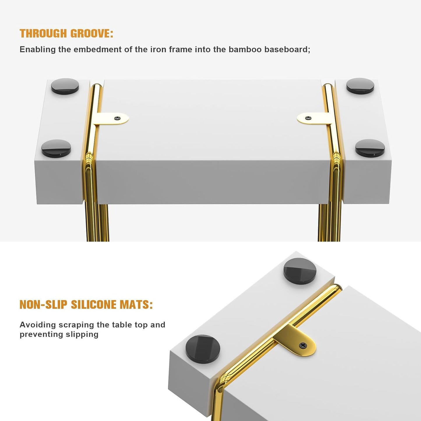 Napkin Holder for Table, Bamboo Iron Standing Napkin Dispenser for Dining Table Farmhouse Cocktail Picnic Rustic Wood Holders All Kitchen Dining Room Decor Gold & White