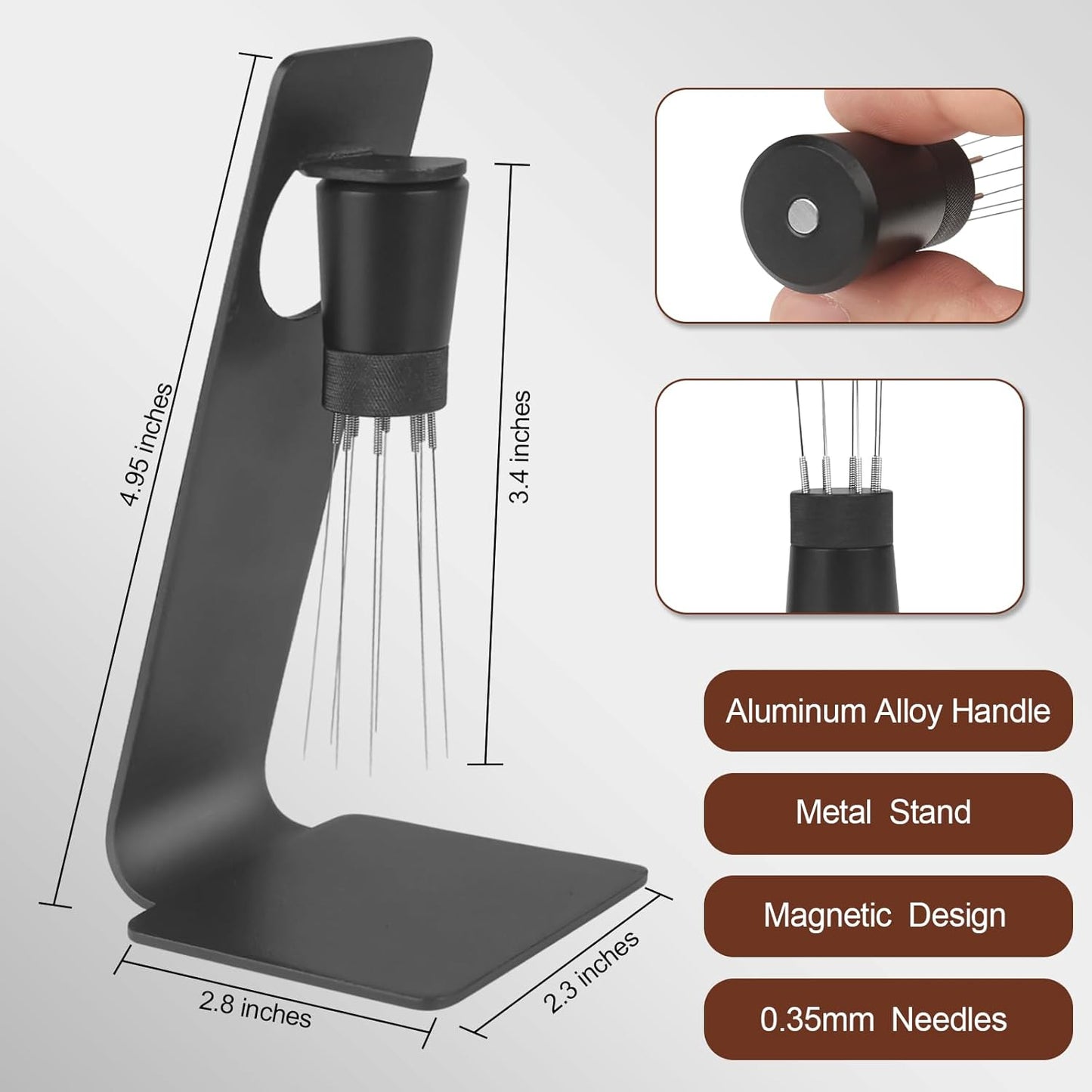 51mm Espresso Tamper Set - Dual-Spring Calibrated Coffee Tamper, 8-Needle WDT Tool Espresso Distribution Tool, Magnetic Aluminum Dosing Funnel, Reusable Puck Screen, Fit for 51mm Portafilters