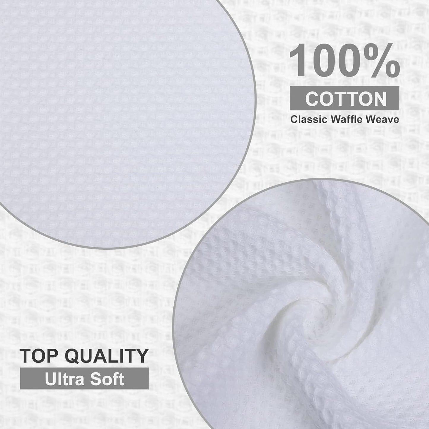 Kitinjoy 100% Cotton Kitchen Dish Cloths, 8 Pack Waffle Weave Ultra Soft Absorbent Dish Towels for Drying Dishes Quick Drying Kitchen Towels Dish Rags, 12 X 12Inch, White