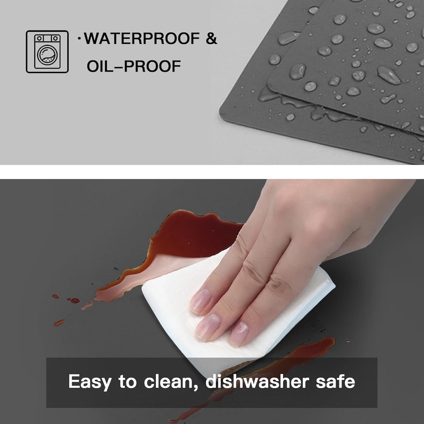 2MM Thick Silicone Countertop Mat, 31.5"x 23.6"(80cmx60cm) Silicone Mats for Kitchen Counter, Nonslip Heat Resistant Mat, Large Kitchen Counter Mats, Waterproof Countertop Protector, Black