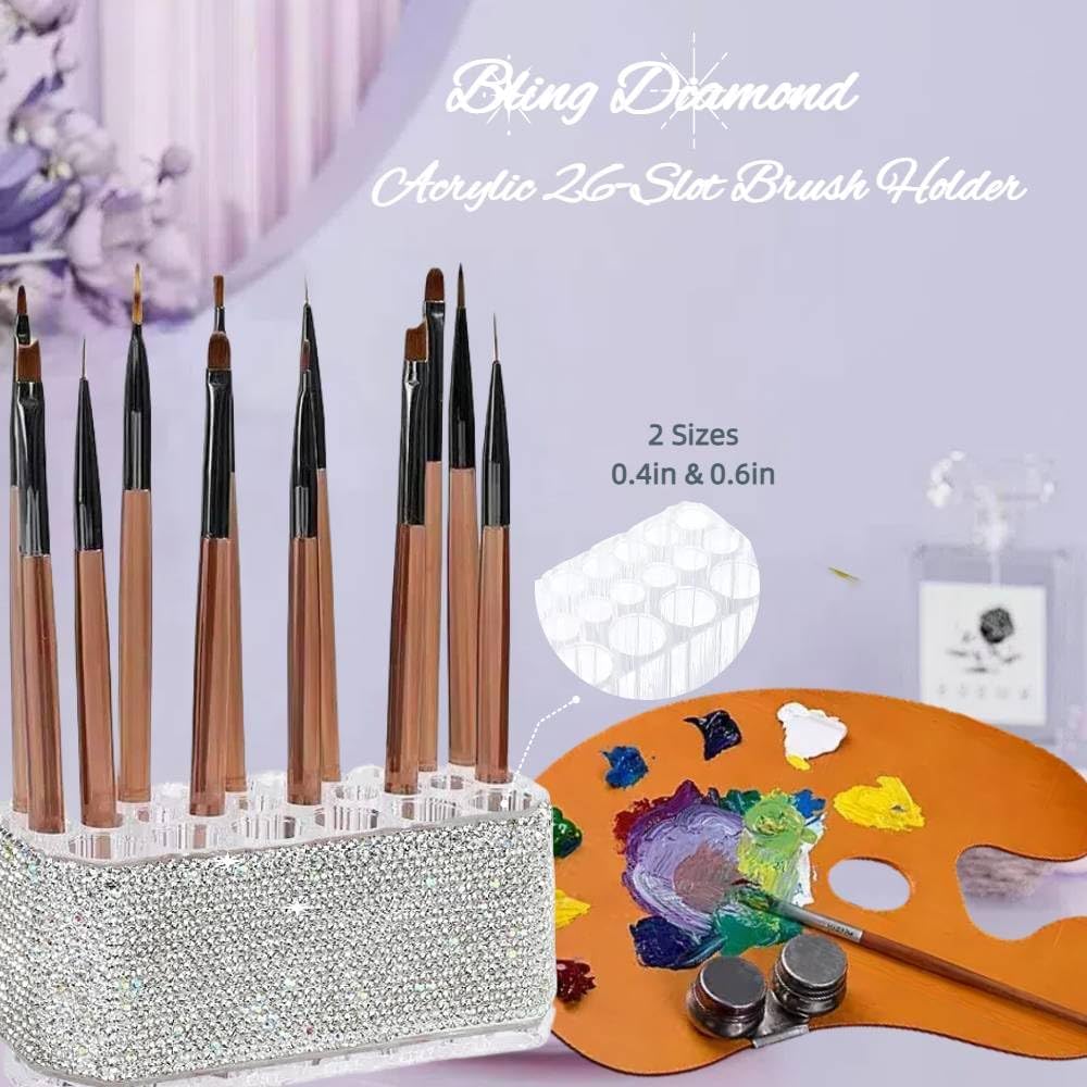 Cordless Electric Paint Brush Cleaner,Rinse Cup,Brush Rinser for Painting, Brush Cleaning Washer Rinser for Acrylic, Watercolor Painting,Bling Brush Holder (1, Bling Pink)