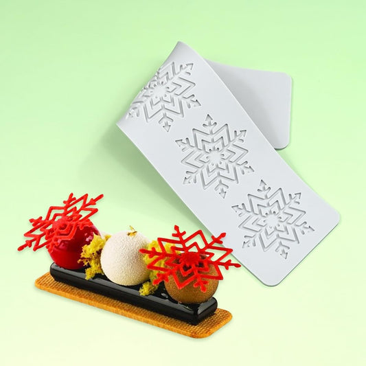 mostsom Silicone Mold 3D Hollow Out Lace Mold 3D Cake Christmas Snowflakes Silicone Mould Fondant Chocolate Stencil Border Bakeware Cake Decorating (M_ Snowflower)