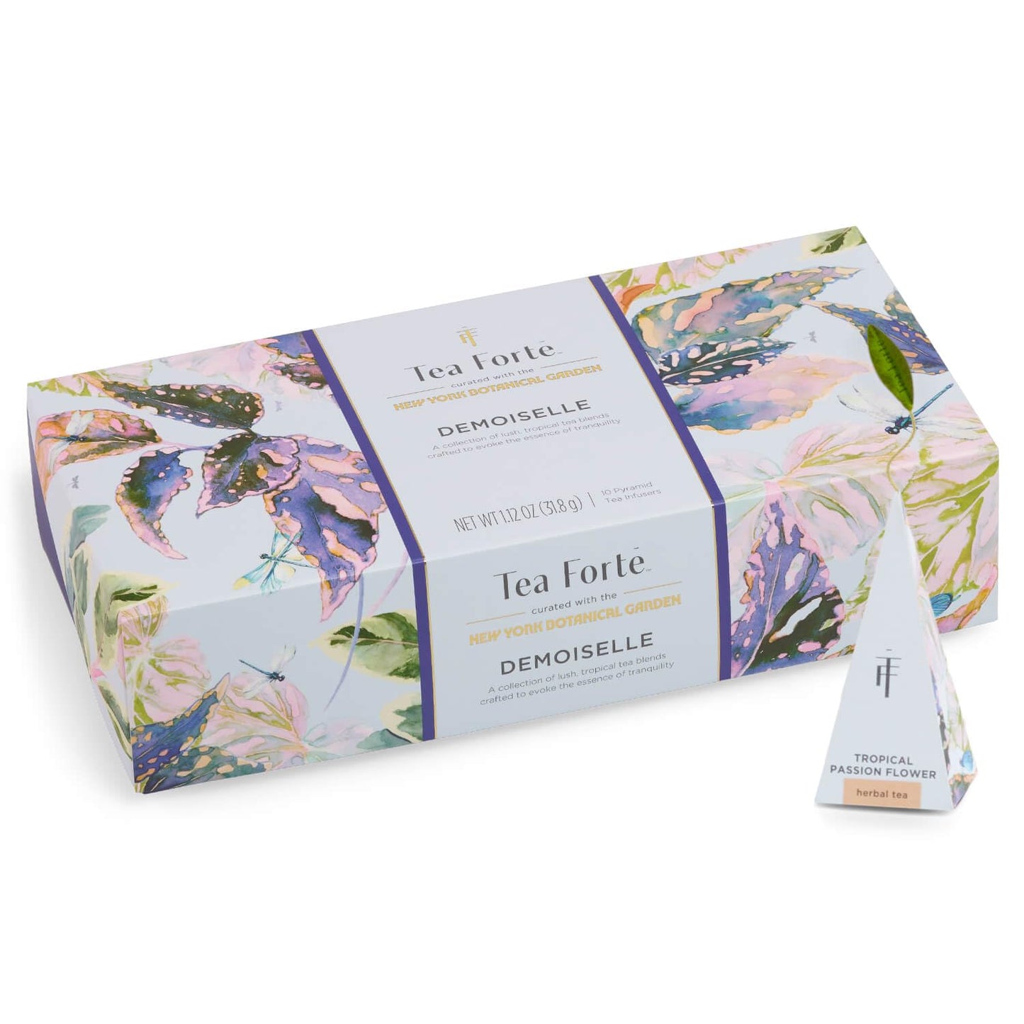 Tea Forte Demoiselle Petite Presentation Box Tea Gift Set Sampler, 10 Count, 2 of Each Variety Individually Wrapped Handcrafted Pyramid Infuser Bags