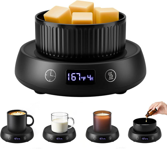 Mug Warmer for Desk, Electric Coffee Cup Warmer 8H Auto Shut Off Candle Warmer for Home Office, Smart Tea Beverage Coffee Warmer with 3 Temperature Setting, Wax Melt Warmer Scented Oil Wax Cube Melter