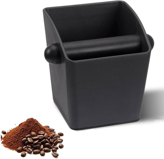 Coffee Knock Box Shock-Absorbent Durable Barista Style Knock Box With Removable Knock Bar and Non-Slip Base Gift (Square Coffee Knock Box)
