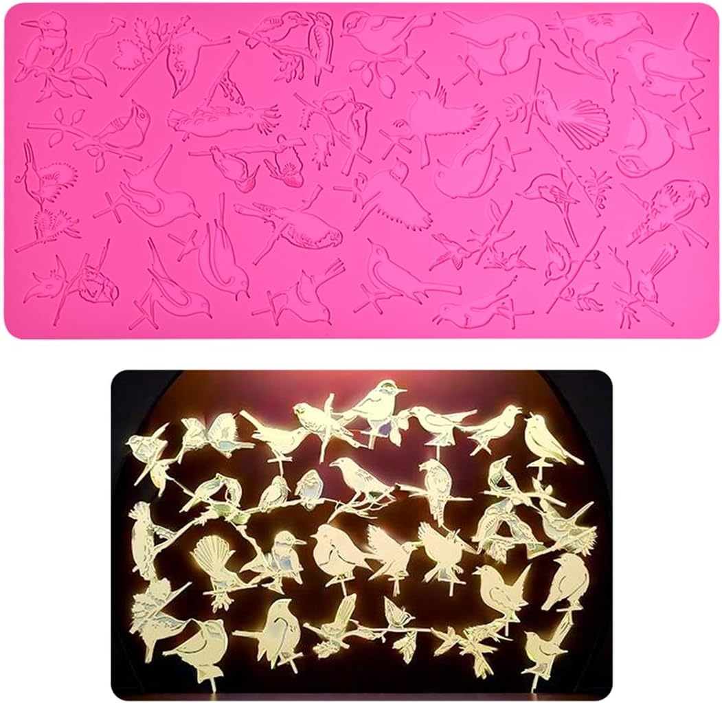 mostsom Silicone Mold 3D Hollow Out Lace Mold Kitchen Lace Emboss Mat Magpie Bird Silicone Fondant Cake Decorating Chocolate Sugarcraft Moulds (A_ Magpie Bird)