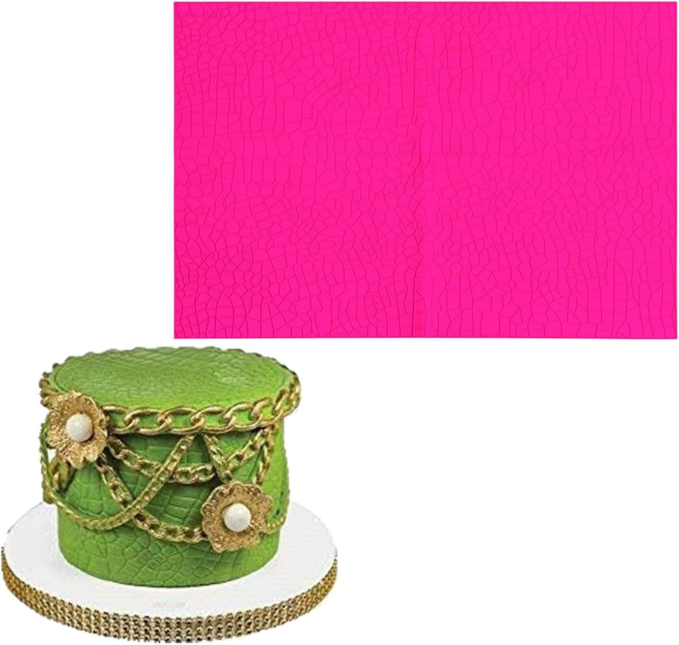 GROWTAIL Cake Fondant Impression Mat, Impression Lace Mold Fondant Cake Decorarting Tools-Spring Bloom/Spiricle/Crocodile Alligator Pattern (Crocodile Alligator Pattern)