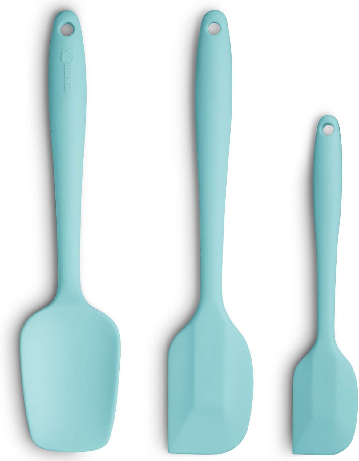 Silicone Spatula 3-piece Set, Ergonomic Handle High Heat-Resistant Spatulas, Non-stick Rubber Spatulas with Stainless Steel Core, Aqua Sky