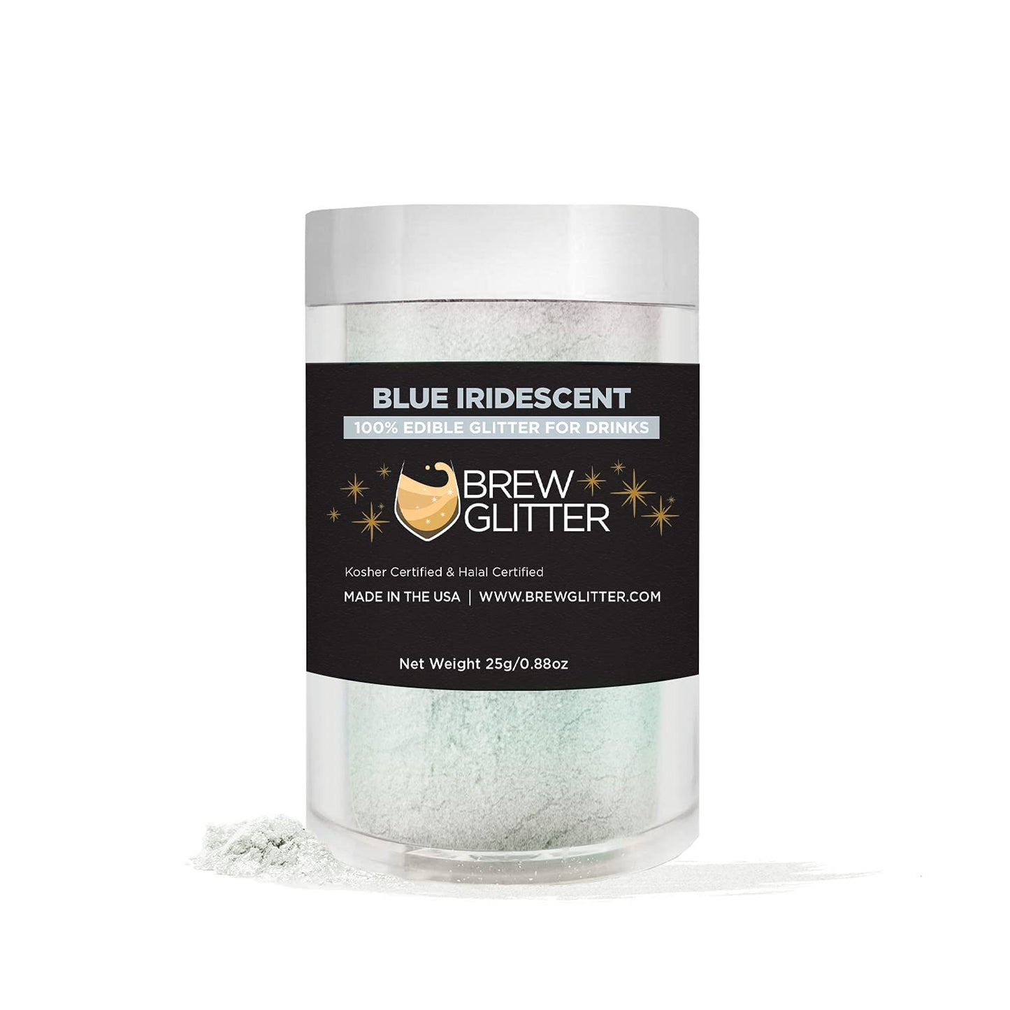 Blue Iridescent BREW GLITTER Edible Glitter For Drinks, Cocktails, Beer, Garnish Glitter & Beverages || 100% Edible & Food Grade | Vegan, Gluten, Nut Free (25g, Blue Iridescent)