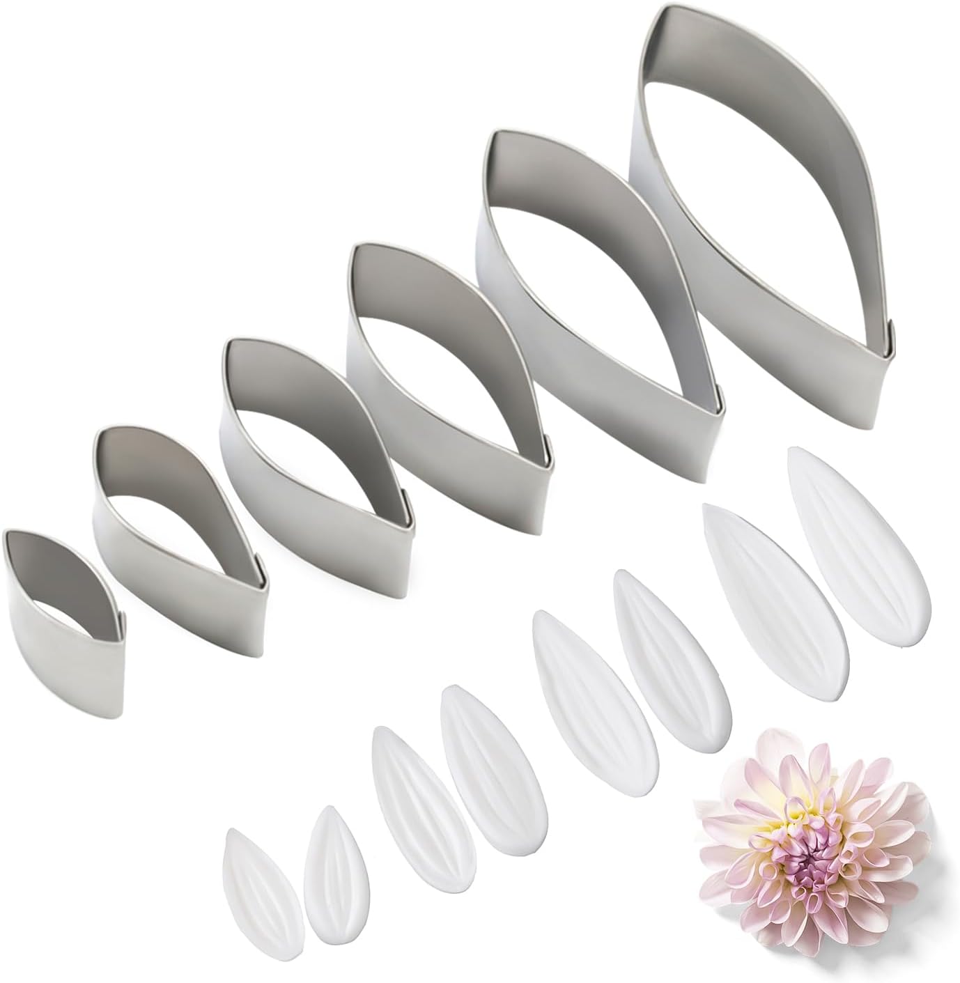 KALAIEN Dahlia Sugar Flower Veining Molds Fondant Cutters Gumpaste Cake Craft Tools(14PCS)