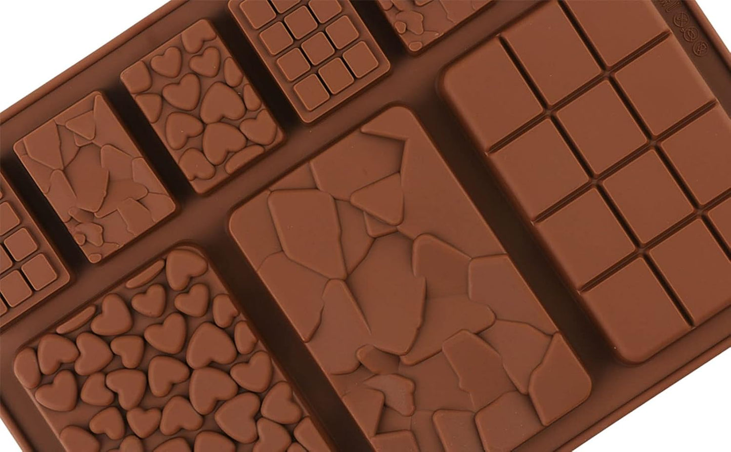 C-CO Food Grade Break-Apart Chocolate Molds, Set of 4 Packs Non-Stick Silicone Protein and Energy Bar Molds