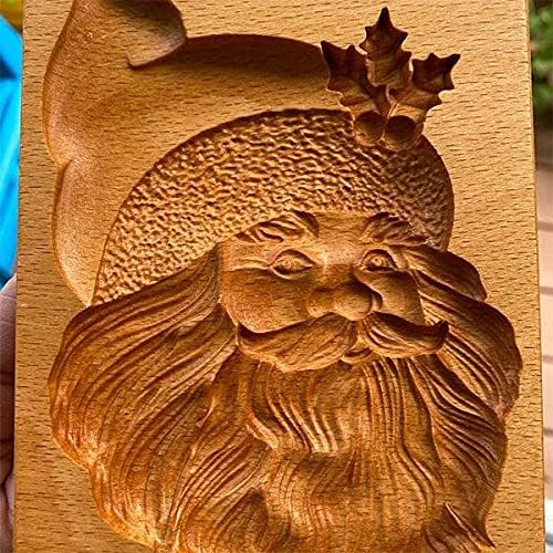 Wooden Cookie Biscuit Mold, 3D Baking Mold, Embossing Craft Decorating Baking Tool, Suitable for Halloween Thanksgiving Christmas Kitchen DIY (Old Man 10 * 8 * 2)