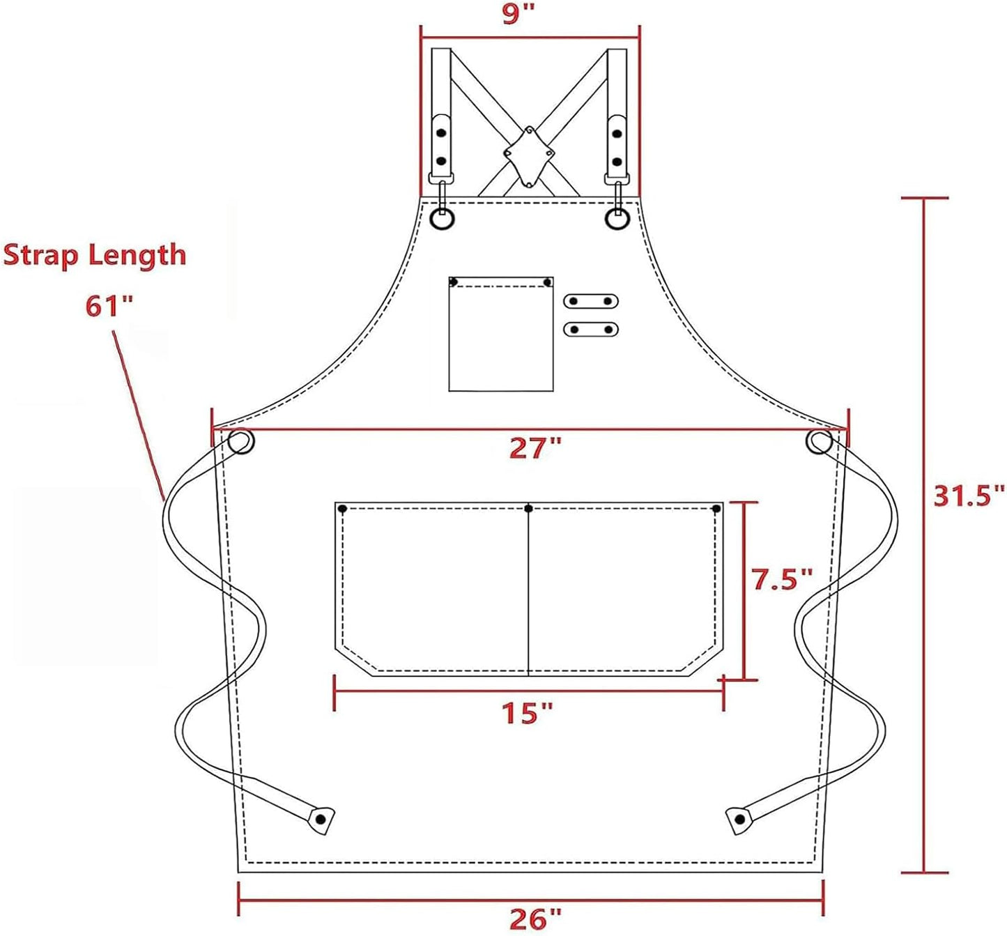 AFUN Chef Aprons for Men Women with Large Pockets, Cotton Canvas Cross Back Heavy Duty Adjustable Work Apron, Size M to XXL(Grey)