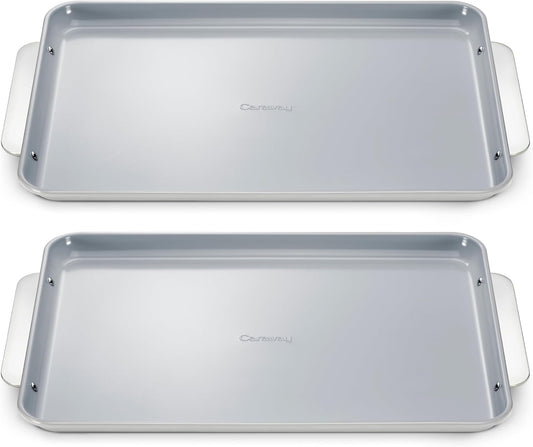 Caraway Non-Stick Ceramic Large Baking Sheet Sheet - Naturally Slick Ceramic Coating - Non-Toxic, PTFE & PFOA Free - Perfect for Baking, Roasting, and More - Large (18" x 13") - Gray