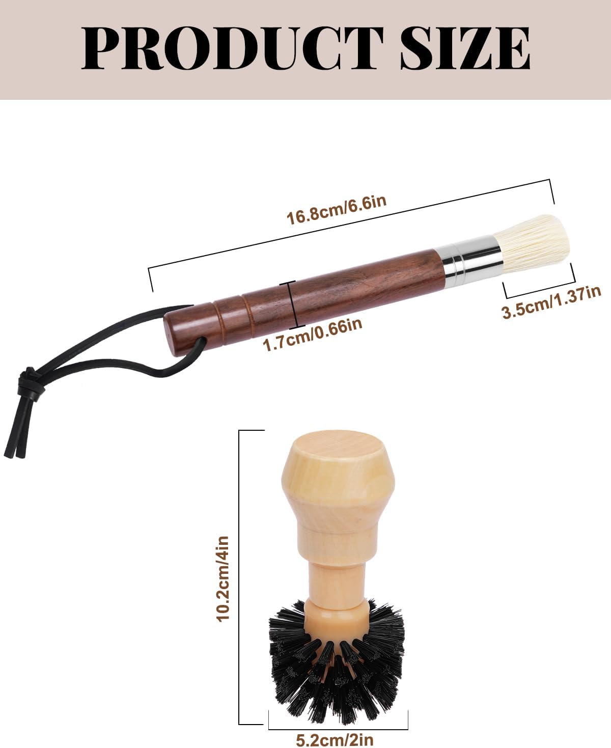 Ebony Bristle Coffee Brush, Espresso Accessories Kit – Portafilter Brush Espresso Kit for Espresso Machine, Grinder, Countertop, 2 Pack