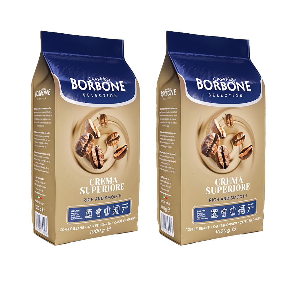Caffe Borbone, Whole Bean Coffee Blend, Crema Superiore, Medium Roast, Roasted and Freshly Packaged in Italy, 2.2 Pound Bag (Pack of 2)