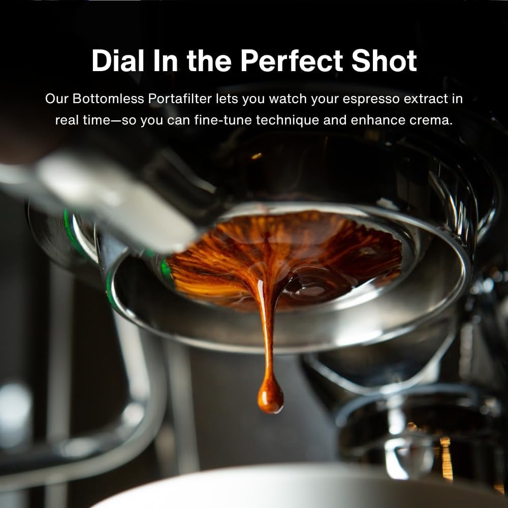 Crema Coffee Products 54mm Bottomless Naked Portafilter | Compatible with 54mm Breville Machines | Includes Double Shot Filter Basket | Olivewood