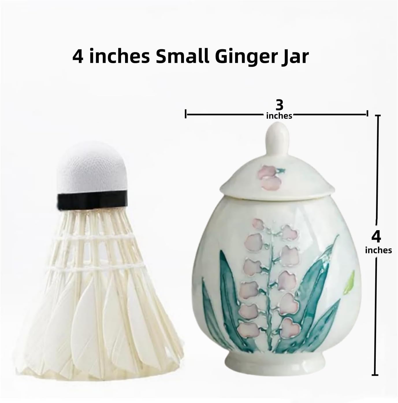 flowers Small Ginger Jar - 4 inches white decorative Ceramic Ginger jars with Lid， chinoiserie gift small jars for Home decor/jewelry/Tea/coffee beans/Storage