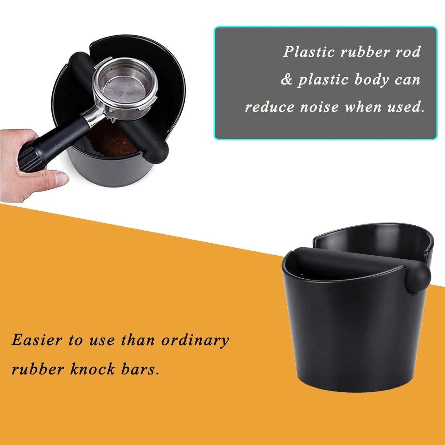 Ailelan Coffee Knock Box, Espresso Dump Bin, Coffee Bin, 4.8 Inch Espresso Knock Box Shock-Absorbent Durable Barista Style with Removable Knock Bar and Non-Slip Base(Round)