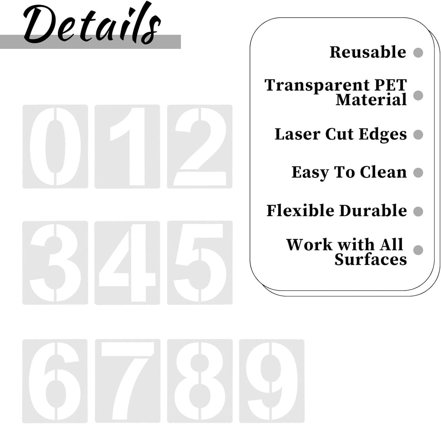 5 Inch Number Stencils 0-9 Address Number Stencil Reusable Number Stencils Set Digital Stencils Templates for Cake Stencil Address Number Painting Stencils Templates