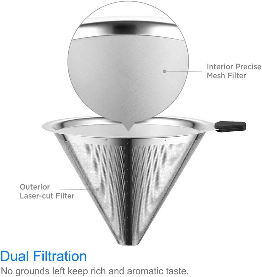 Boxtree Pour Over Coffee Maker Set with Reusable Stainless Steel Drip Filter Elegant Coffee Dripper Pot Glass Carafe & Permanent Stainless Steel Filter