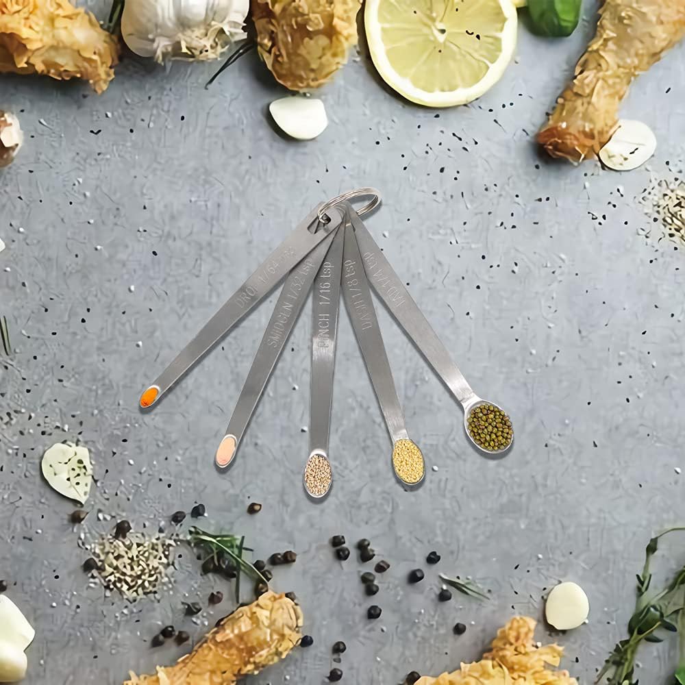 5PCS 1/64 Teaspoon(1/64tsp, 0.08ml, Drop) Single Tiny Measuring Spoon, Small Individual Stainless Steel Measure Spoons Only
