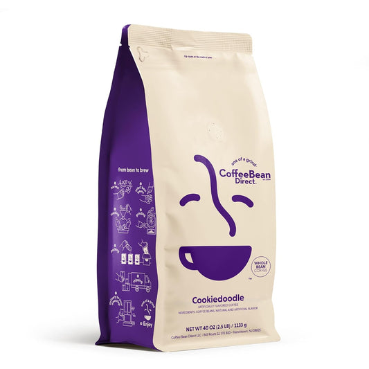 Coffee Bean Direct Cookiedoodle Flavored, Whole Bean Coffee, 2.5 Pound Bag