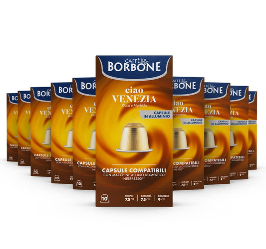 Caffe Borbone Aluminum Coffee Pods, Ciao Venezia, Medium Roast, Full-Bodied and Sweet, Genuine Italian Espresso - Compatible with Nespresso Original, NOT compatible with Vertuo - 100 Count