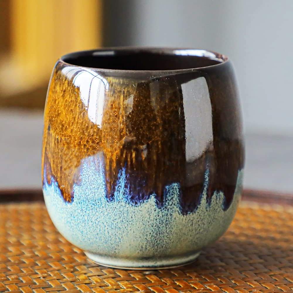 Espresso Cups Ceramic Cup Espresso Coffee Cup Small Tea Cups Tasting Cups Ceramic Mate Cup (2 x 3Oz, Brown)