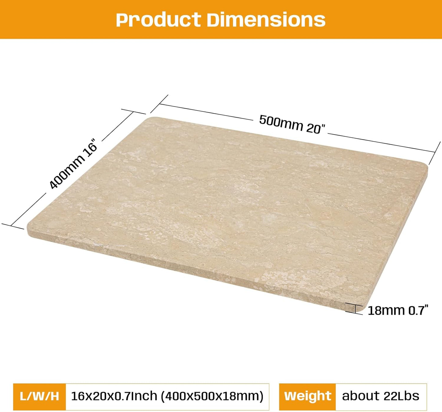 Marble Cutting Board For Kitchen, Large Marble Slab Pastry Board With Non-Slip Feet For Baking, Cheese, Charcuterie, Chocolate, 16x20 Inch, Pack Of 1 Piece