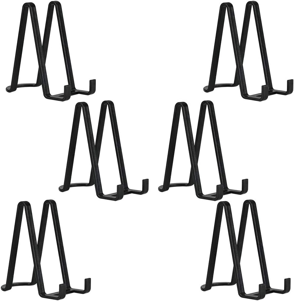 Plate Stands for Display - Plastic Easel Stand Plate Holder Display Stand Picture Frame Stand for Pictures | Photo|Decorative Plate |Dish | Tabletop Art - 6 inch-Black