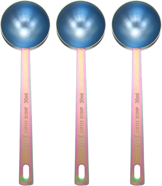 HARFINGTON 3pcs Coffee Scoop Spoon 2tbsp (6tsp, 30ml) 304 Stainless Steel Long Handle Teaspoon/Tablespoon Measuring Spoons Scoops for Tea Sugar Kitchen, Multicolor