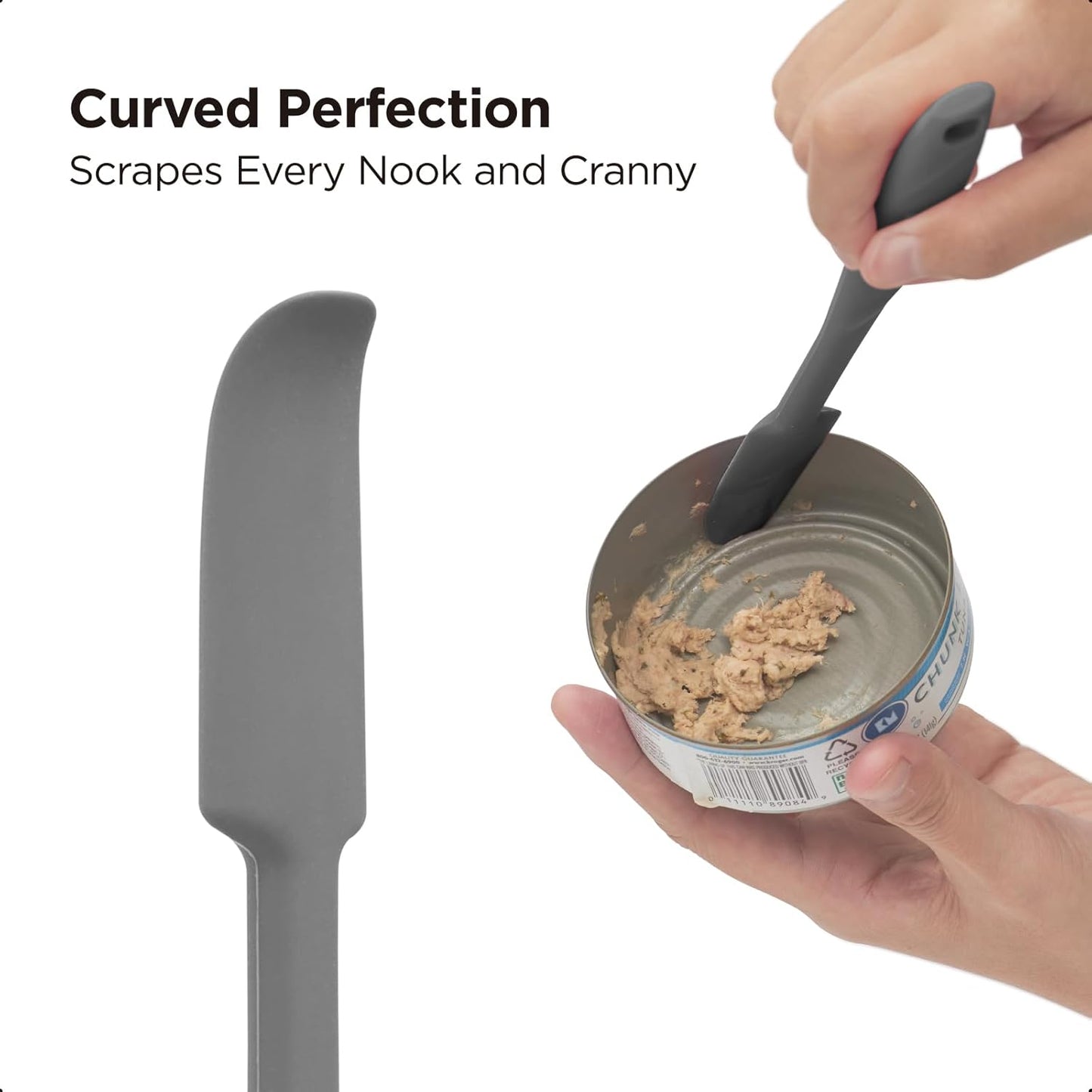Kitchen Mama WaltzGrip Platinum Silicone Jar and Can Spatula Utensil Set: Heat Resistant, Nonstick Scraper, Scooping, Perfect for Smoothies, Jam, Cream, Butter, Dishwasher Cooking Gadget (Metal Gray)