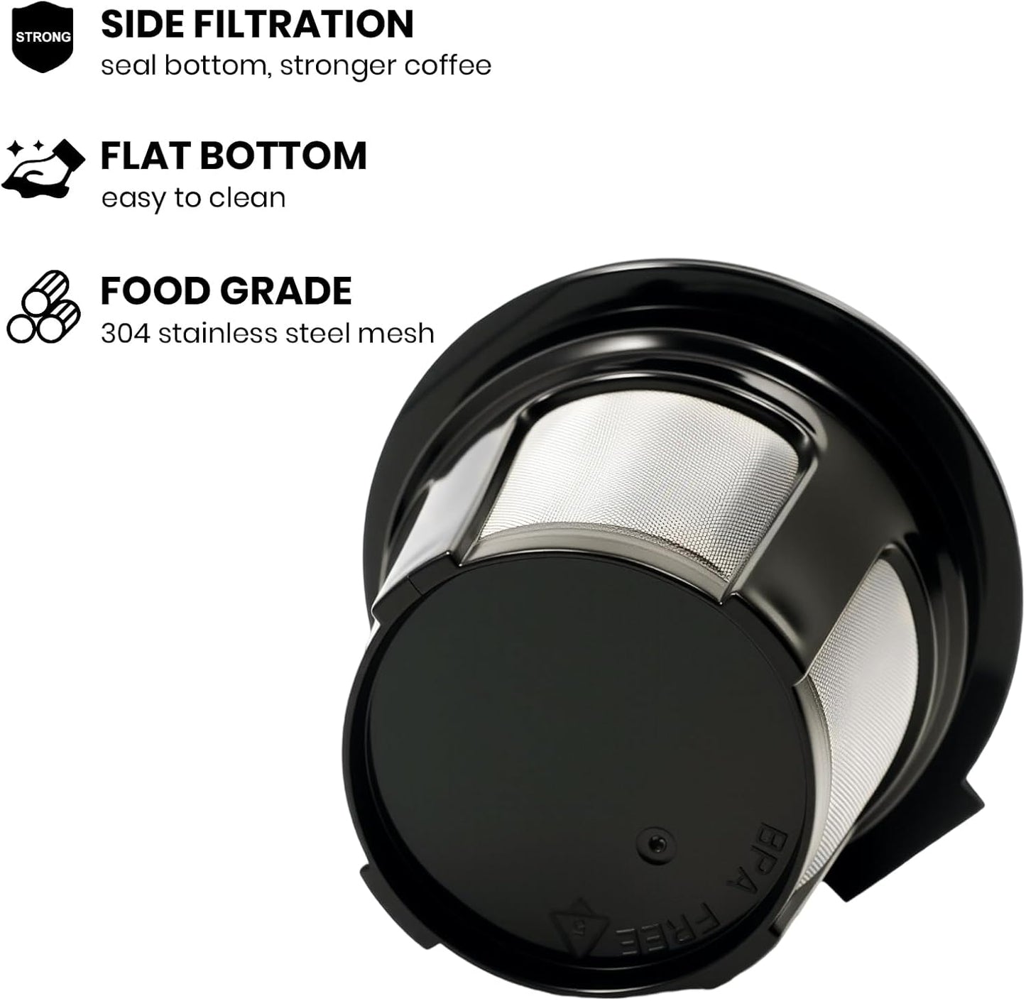 4-Pack Roogaluckeep Reusable K Cup for Keurig, Black BPA Free Refillable K-Cup Pod Coffee Filters, Universal Fit Refillable Coffee Filters for 1.0 and 2.0 Keurig Coffee Makers