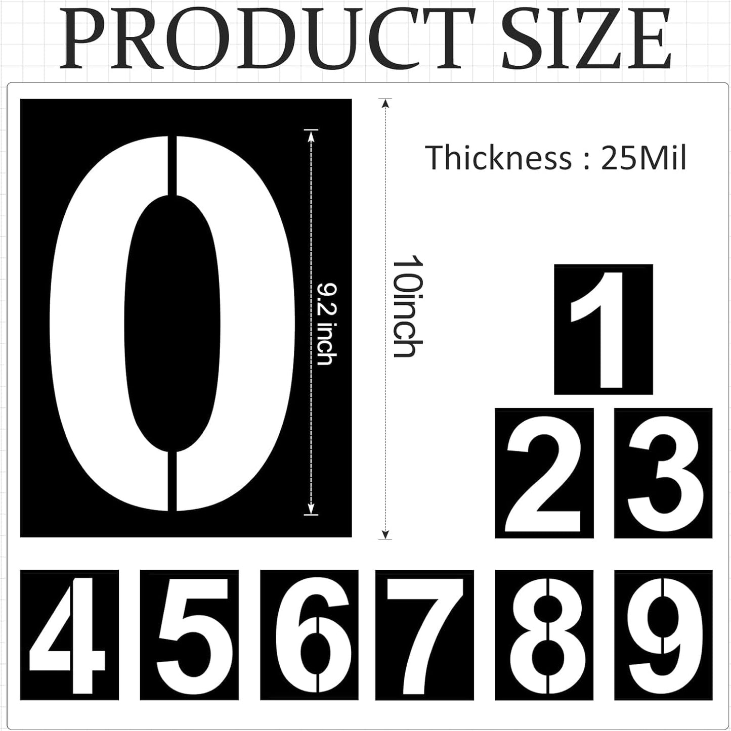 10 Inch Plastic Number Stencils - Reusable Digital Templates for Cake, Address, Painting