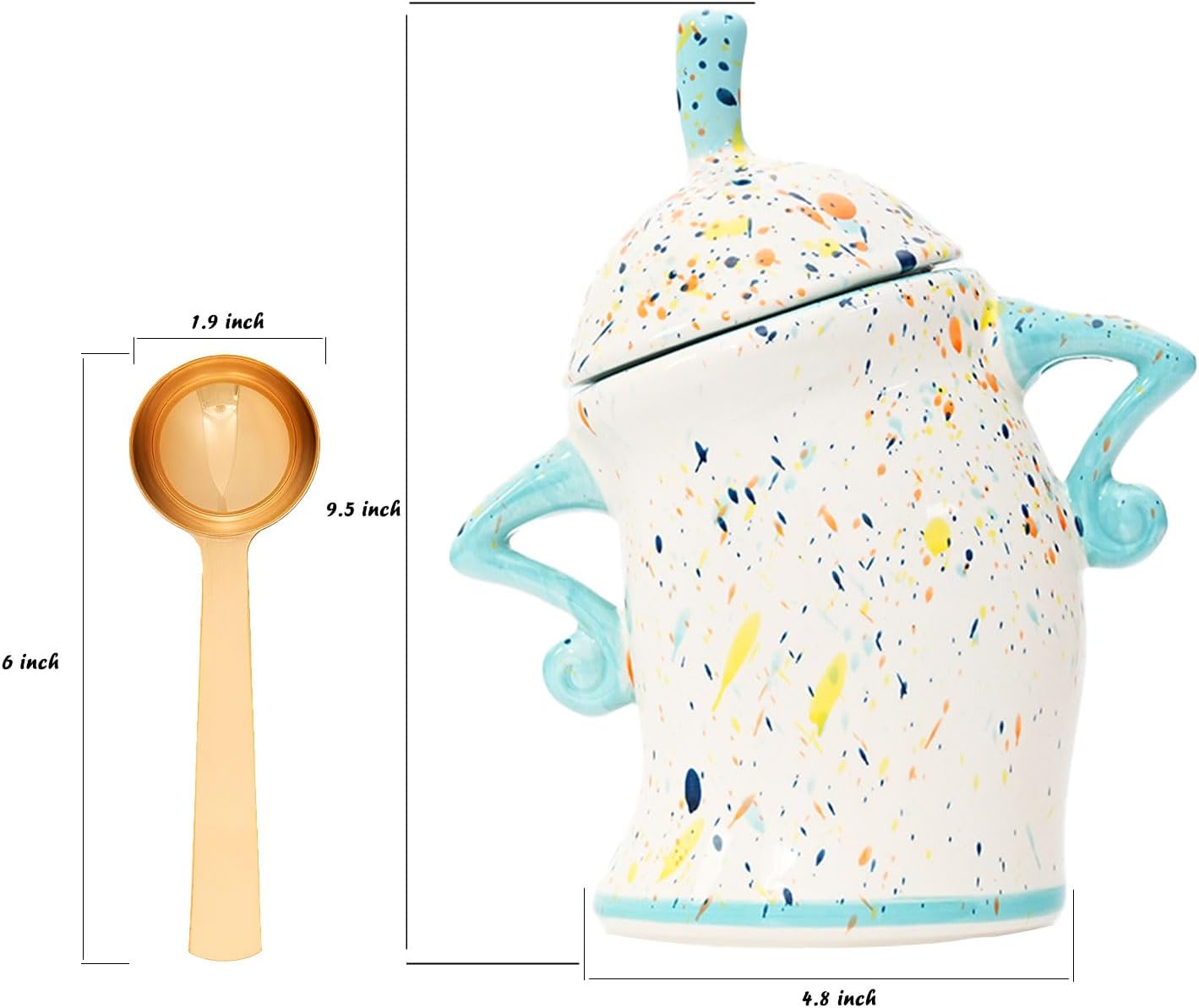 Canister With Attitude - Attitude Jar, Ceramic Airtight Food Storage Container with Spoon for Tea, Coffee, Sugar, Flour, Cute Kitchen Decor (White)