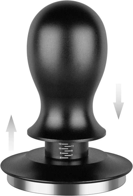 Calibrated Spring Loaded Coffee Tamper for Espresso Machine - Essential Espresso Tool for Perfect Tamping Results - Fits Portafilter Baskets(53mm, Black)