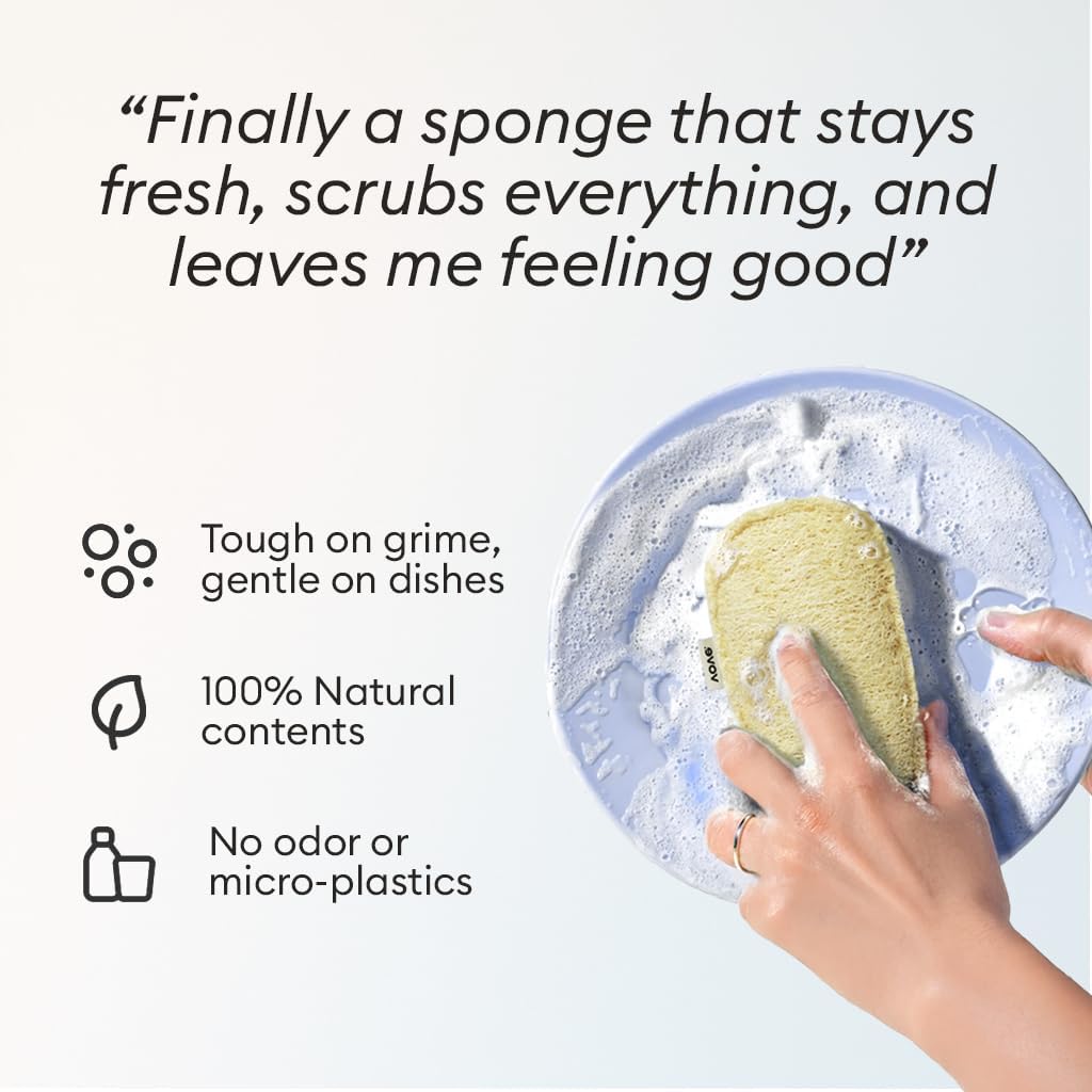 Vove. | Earth-Friendly Kitchen Sponges | 100% Natural | 12 Pack | Long-Lasting | Versatile Cleaning | Plastic Free | Washing up Sponge | Cellulose | Non-Scratch Scrubber | Compostable