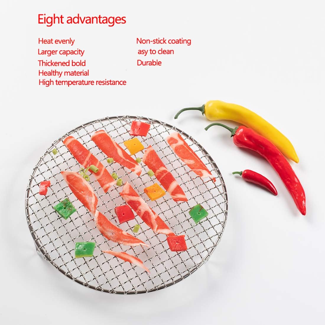 Versatile Round 304 Stainless Steel Cooling Rack Baking,Heat Resistant Rust Proof Sturdy Durable Dia 8.9"