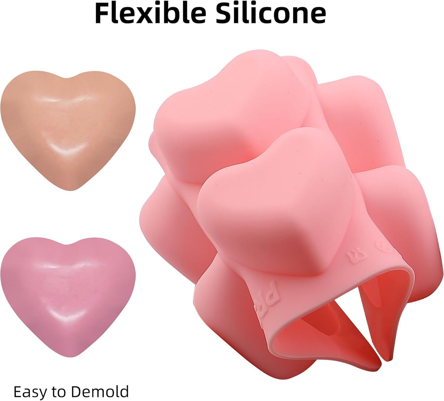 Heart Silicone Molds 3pcs Valentine's Heart Chocolate Molds for Candy Ice Cube Resin Soap Jelly(Medium 1.8inch)