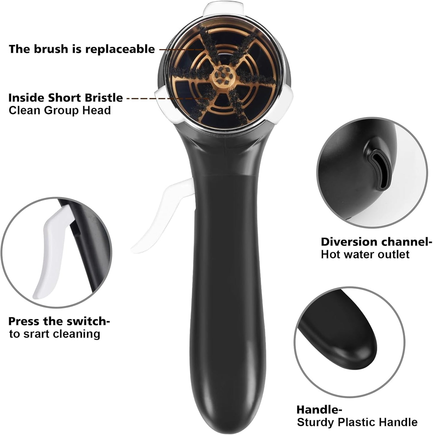 Espresso Coffee Machine Cleaning Brush, 360° Cleaning Push-Up Coffee Maker Brush, Espresso Machine Brush Coffee Cleaning Tool Compatible with 54mm Breville Machines Barista, Home, Kitchen