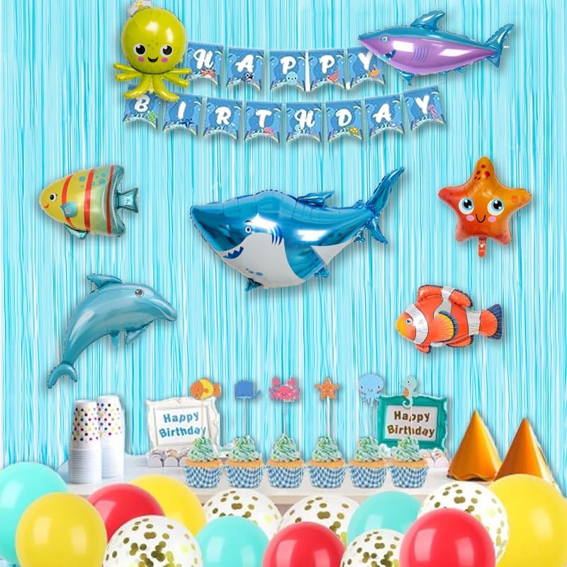 BRAVESHINE Foil Fringe Curtains Party Backdrop - Tinsel Curtain Backdrop Streamers Party Supplies for Halloween/Boo/Baby Boy/Frozen/Under Sea/Shark/Mermaid Birthdays Decorations - 2Pcs Pastel Blue