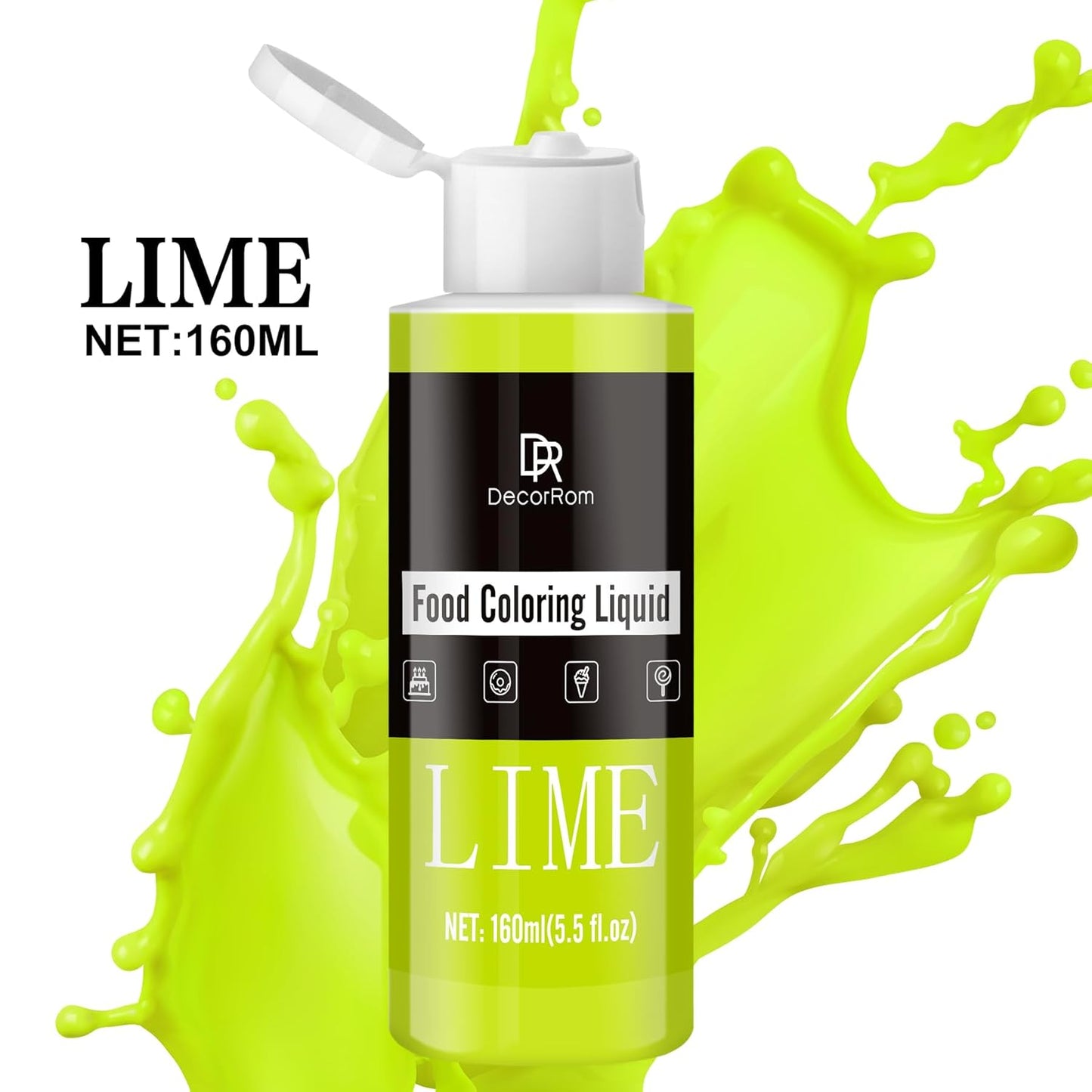 Food Coloring - Vibrant Liquid Icing Food Coloring Set for Baking, Cake Decorating, Easter Egg, Airbrush - Tasteless Food Color Dye for Fondant, Slime, DIY Crafts - 5.5 Fl.oz / 160ml Each (Lime)