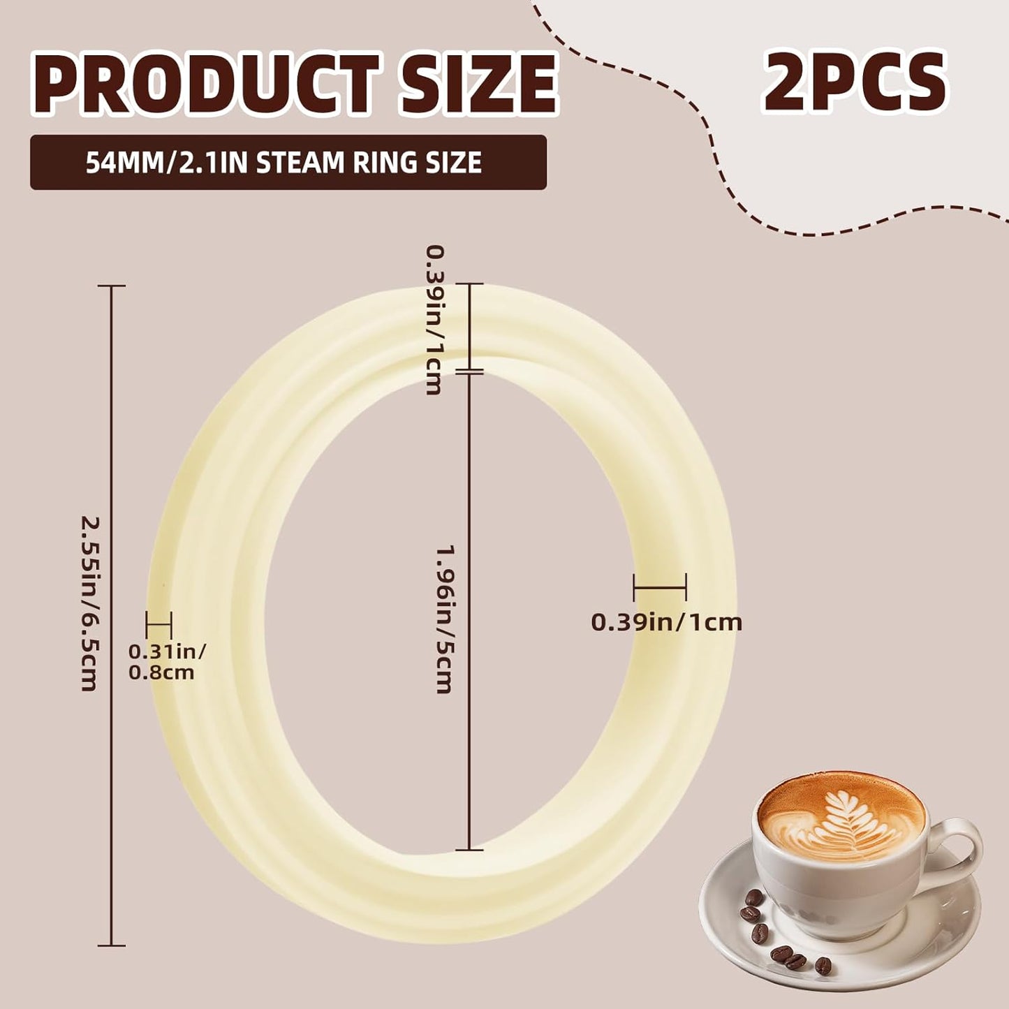 2 Pcs 2.1in/54mm Silicone Steam Ring,Replacement Gasket Seal Ring,Compatible with Breville Espresso Machine Parts Accessories 878/870/860/840/810/500/450/Sage500/870/875/880/810/878