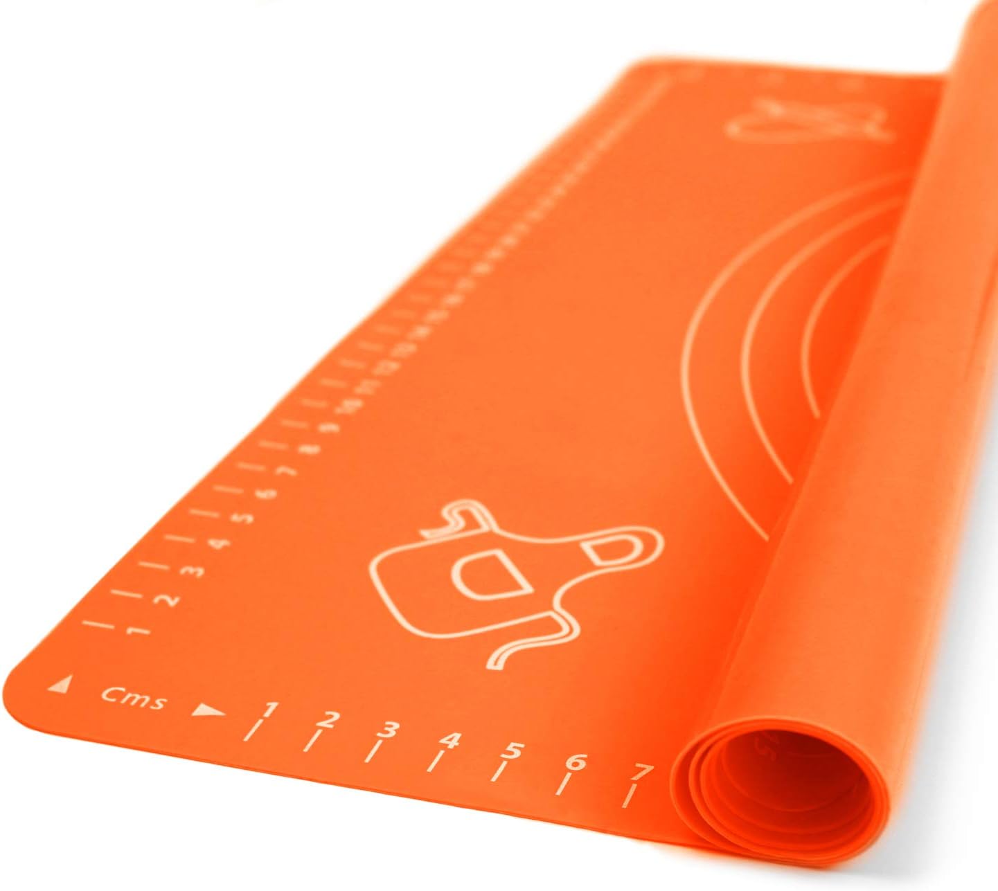 Silicone Baking Mat for Rolling Pastry Dough with Measurements, 19.7" x 15.7" BPA Free Non stick and Non Slip Orange Table Sheet Baking Supplies for Bake Pizza Cake