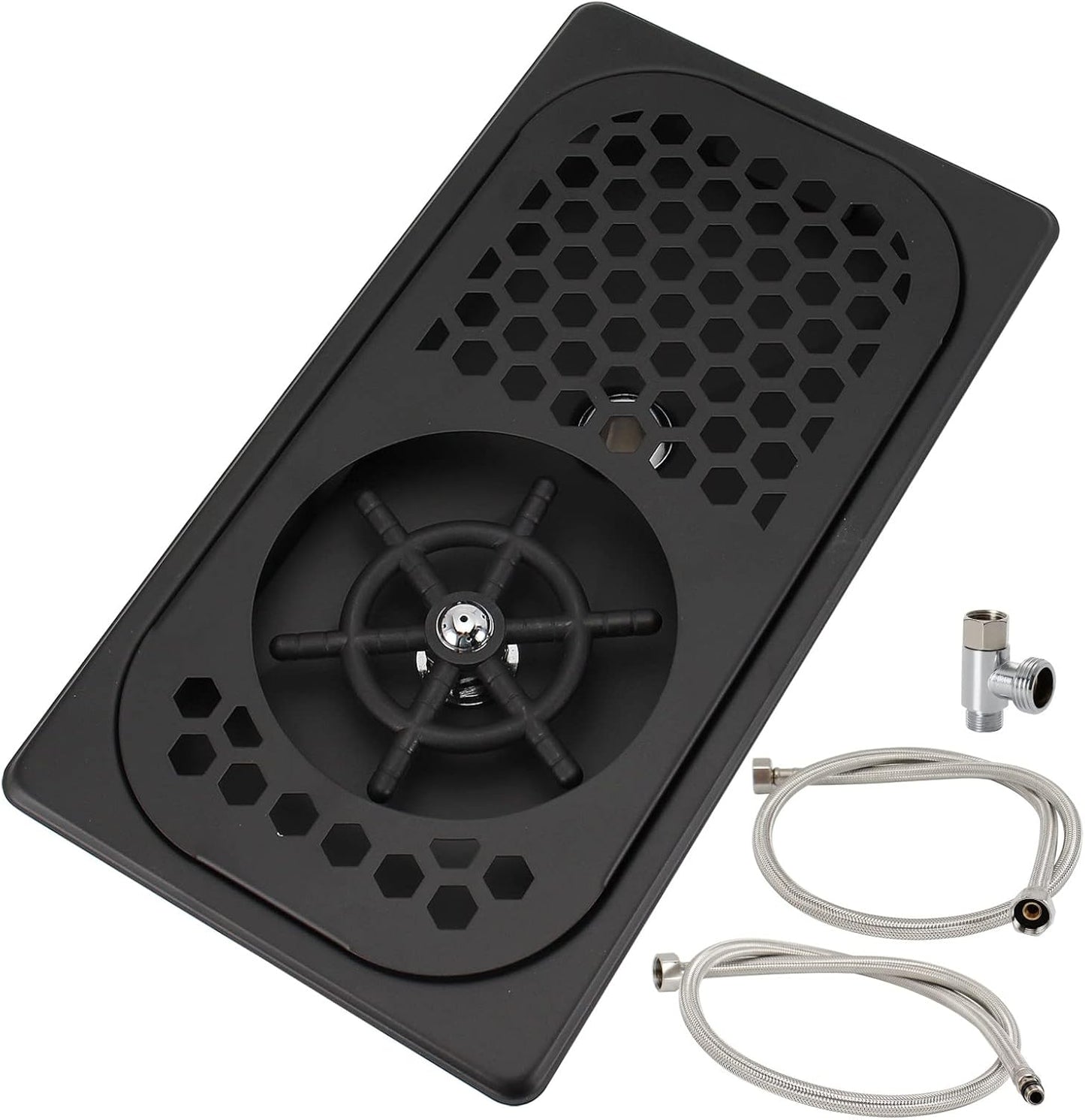 DIBTSA Pitcher Rinser, Stainless Steel Cup Washer Cleaner, Glass Rinser for Household and Commercial (Matte Black, 12.8 x 6.9 x 1.06 inches)