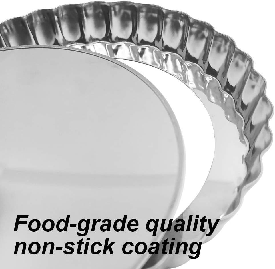 Set of 6, Mini Tart Pan, findTop 4.7 Inch Non-Stick Quiche Pan with Removable Bottom or Oven