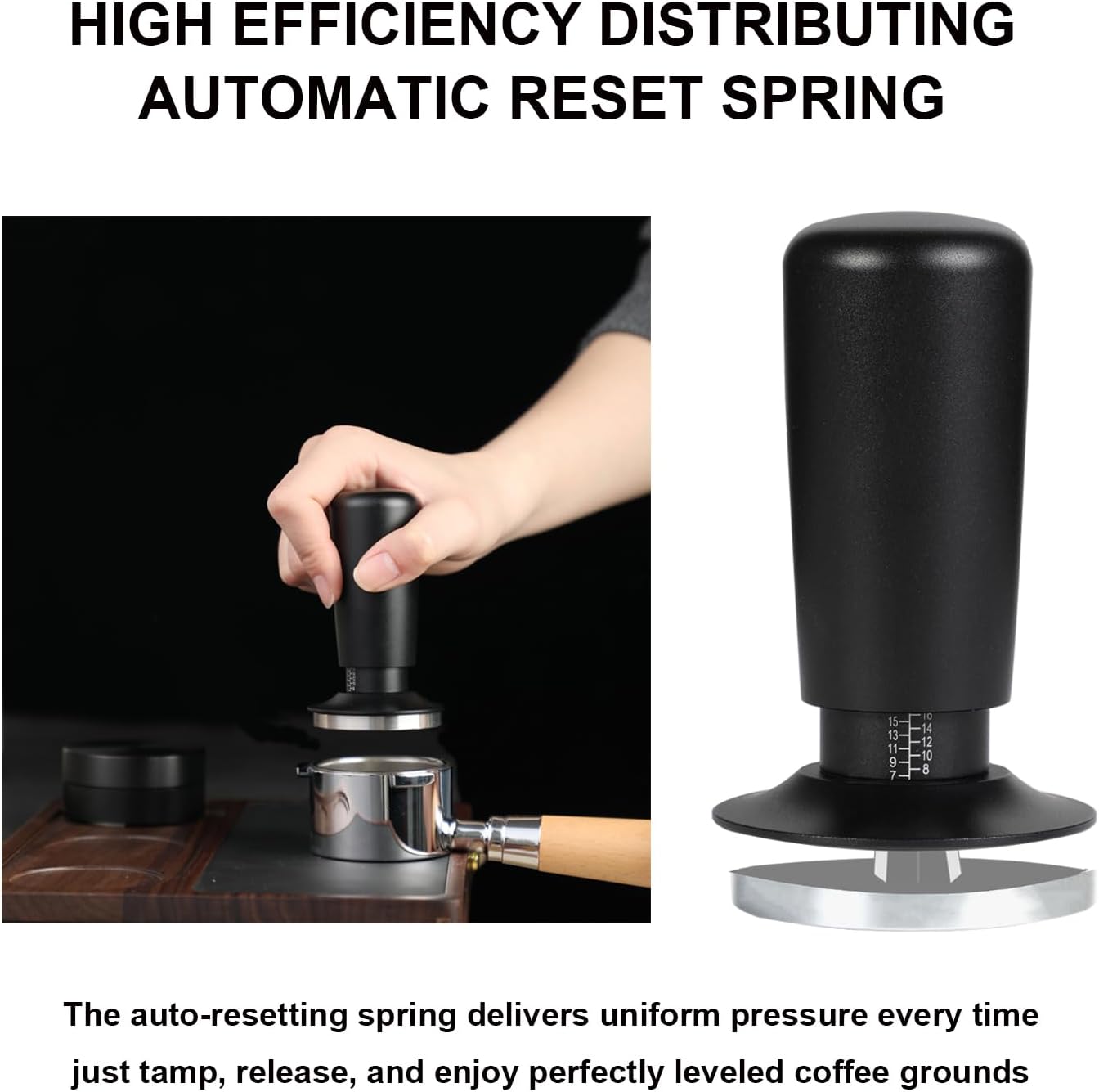 53mm Espresso Tamper,Spring Loaded Tamper with Stainless Steel Flat Base,Compatible with 53mm Portafilter,Coffee Tamper for Coffees Enthusiast and Home Barista