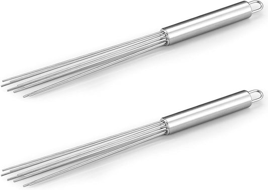 Baderke 2 Pcs Espresso Whisk 11.5 Inch Long Handle Barista Whisk 10 Needles 2 mm Stainless Steel Coffee Stirrer Tool Efficient Mixing Time Saving Reduction Clumping Ideal for Commercial Home